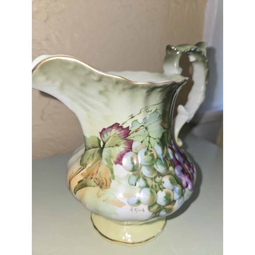 Zeh Scherzer & Co.  Bavaria‎ Pitcher Vintage Grape Motif Hand Painted
